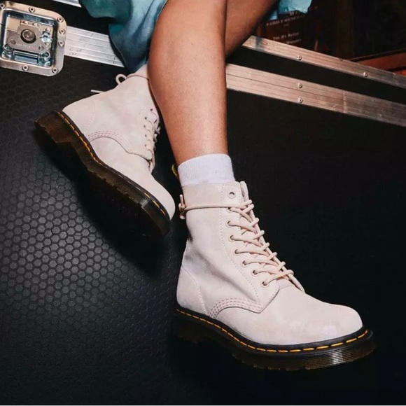 Dr. Martens Shoes - NEW Dr. Martens 1460 Pascal Women’s 8-Eye Lace Boots Tie Dye Suede Pink/White 7